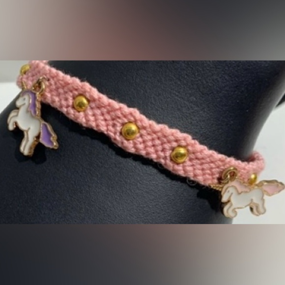 Hand crafted beaded with unicorn charms macrame bracelet